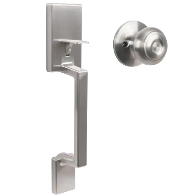 Entry Satin Nickel Door Handleset w/. Hartford Knob Strong Handle Stylist Design