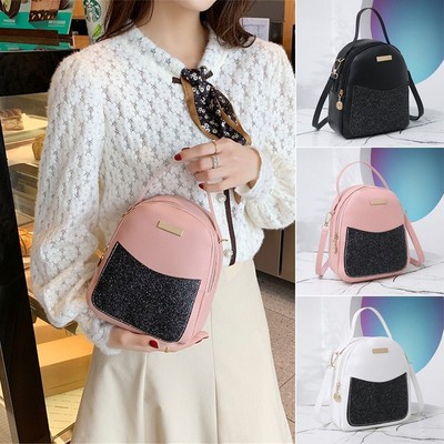 SOMESUN Fshion Femmes Fille Pure Couleur Cuir Mini Sac DéCole Sac À Dos Sac À BandoulièRe Sac à Dos Portable Fashion Lady Student Solid Color Mini En Cuir Rouge 