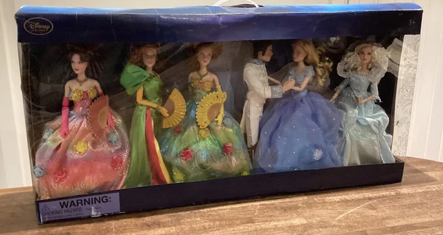 Disney Store Cinderella, Prince, Stepmother & Stepsisters, Godmother 6 Doll Set