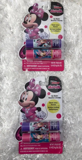 Disney Minnie Mouse Lip Balm Cotton Candy Strawberry Flavored 2 Packs Of 2 BNWT