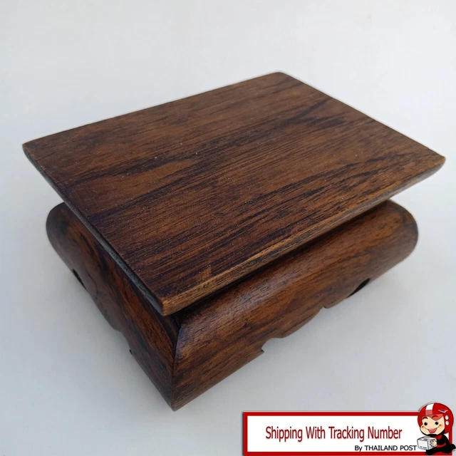 Amulet Table Teak Wood Altar Thai Buddha Worship Collectible Handmade Decoration