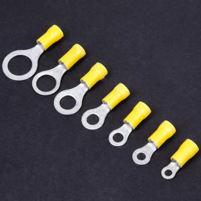 YELLOW FULLY INSULATED RING CRIMP CONNECTORS Electrical Cable Splicing Terminal