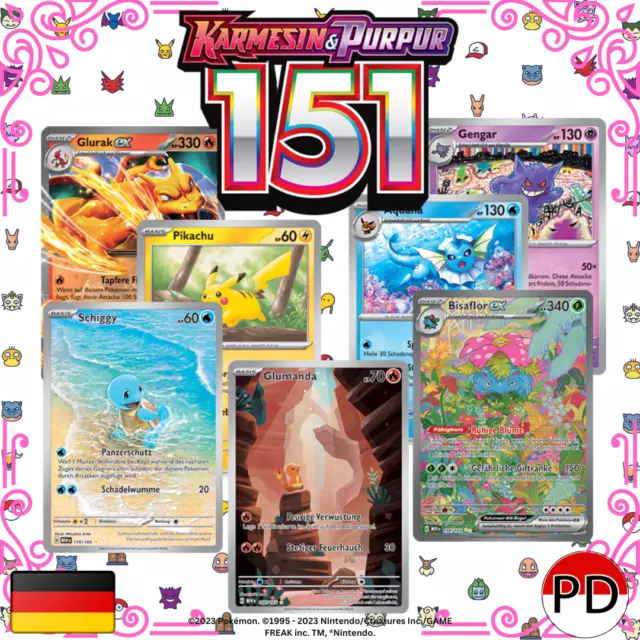 POKEMON KARTEN 151 KP03.5 ALLE KARTEN POKEMON 151 GLURAK PIKACHU MEW TURTOK EUR 1,00