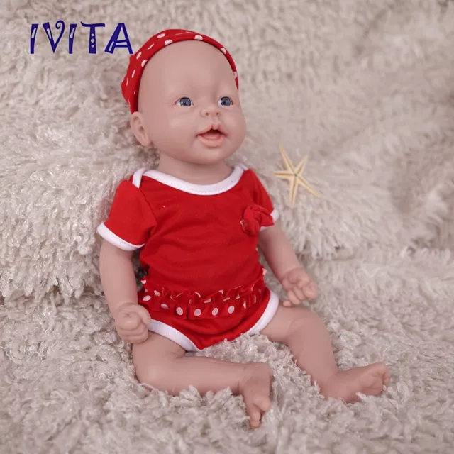 IVITA 15'' Full Floppy Solid Silicone Reborn Baby Girl Small Silicone Doll