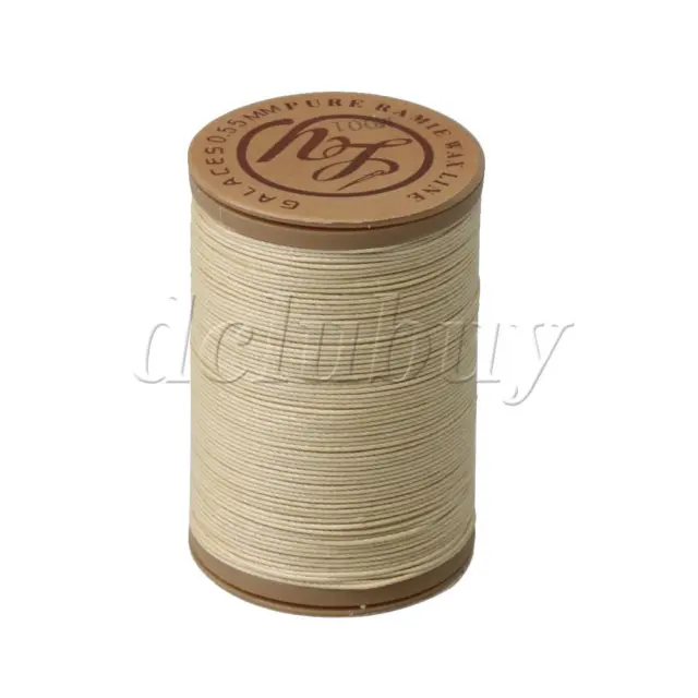 Beige Leather Waxed Wax Thread Cord 0.6mm Round Craft Hand Stitching 100 Meter