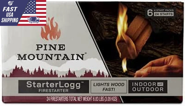 Bloques de inicio de fuego Pine Mountain StarterLogg - 24 arranques, uso en interiores y exteriores