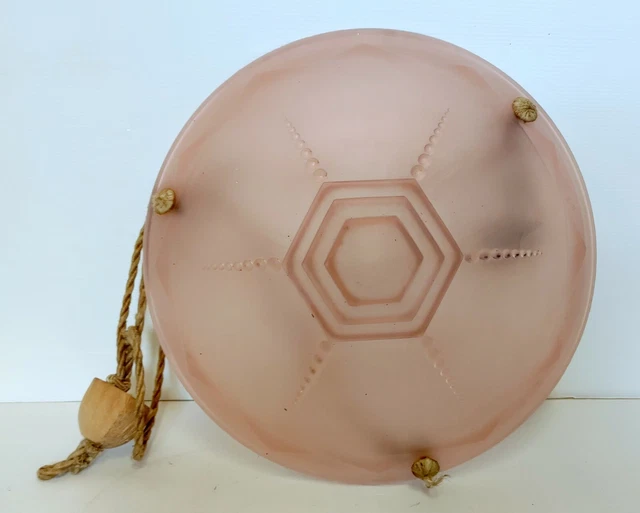 Aufsatzbecken Kronleuchter Glas Matt Rosa Signiert CSR Frankreich Art Deco
