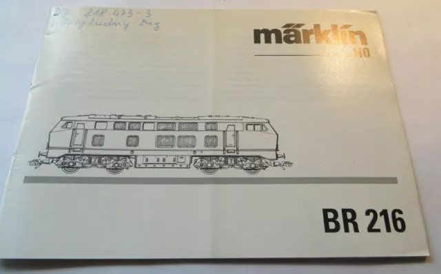 Manuel pour Märklin BR 216 Avec Digitalteil Et Instructions de Maintenance