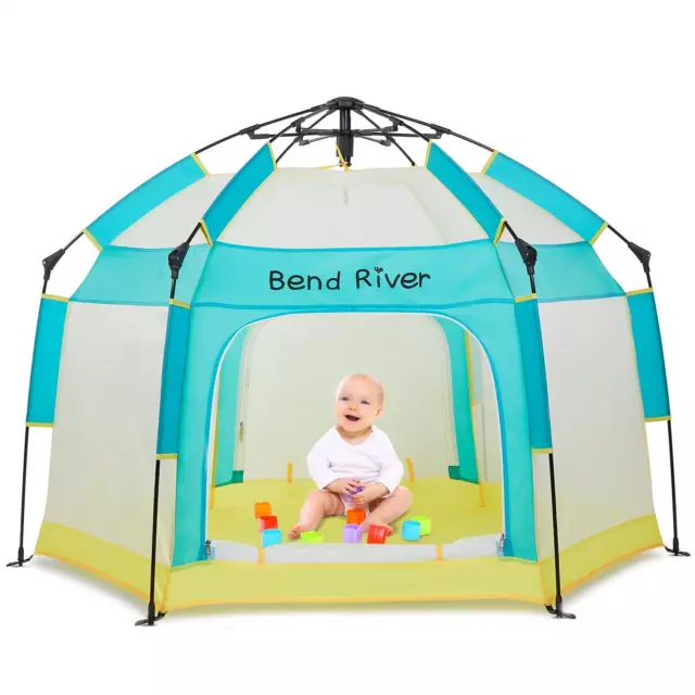 Bend River Baby Playpen with Canopy, Portable Baby Beach Tent, Toddler Play Yard