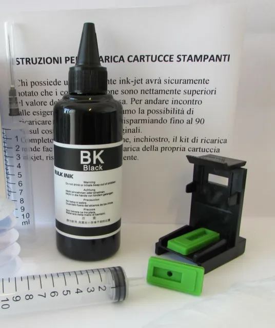 100 kit inchiostro ricarica cartucce hp 62 per stampante Deskjet + refill clip