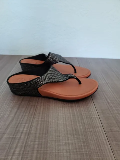 Women’s 7 / 38 Fitflop Banda II Quartz Toe-Post black thong flip flops sandals 3