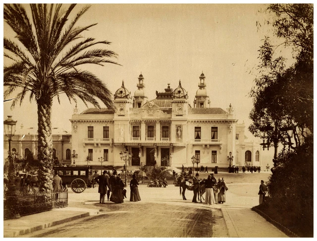 Tirage Albuminé Vintage De Monaco, Vue Sur Le Casino De Monte-Carlo - 1885, Format 21x26 Cm