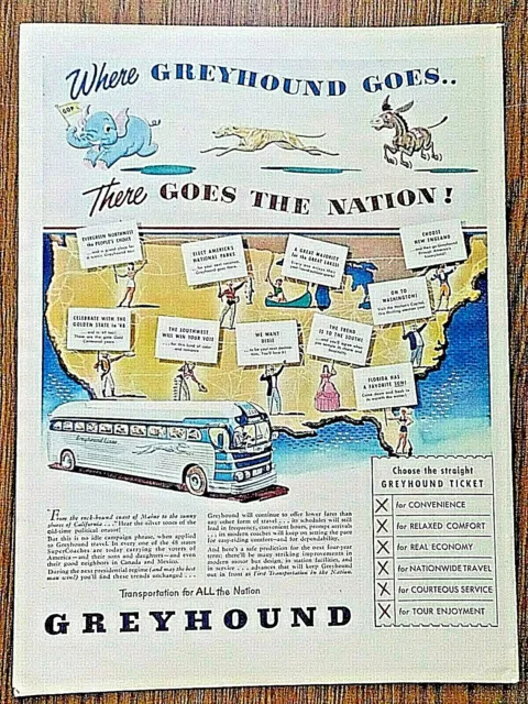 1948 Bus Ad - Where Greyhound Goes There Goes the Nation 1948 Hiram Walker's Gin