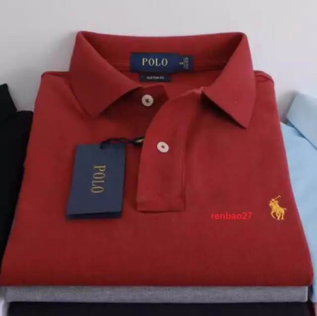 NEW POLO RALPH Lauren Men Custom Fit Mesh Polo Shirt Pony Logo Wine Red ...