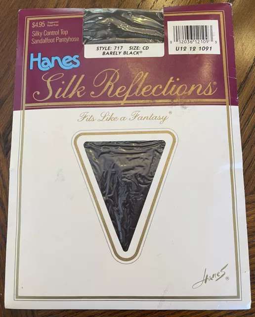 Vintage Hanes Silk Reflections - NIP Pantyhose Size CD Barely Black