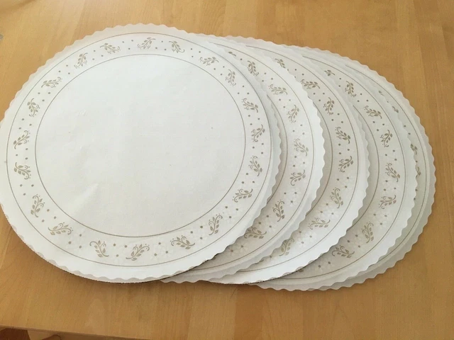 SET of 5: 12" Round Corrugated Waxed Cardboard Cake Circles &Greaseproof Doilies