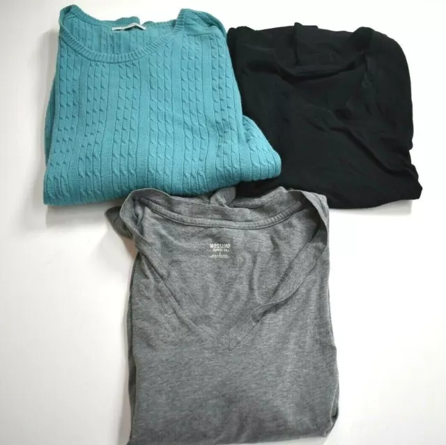 Lot Of 3 Womens Tops & Pullover Sweater Merona & Mossimo Solid Color Size 3