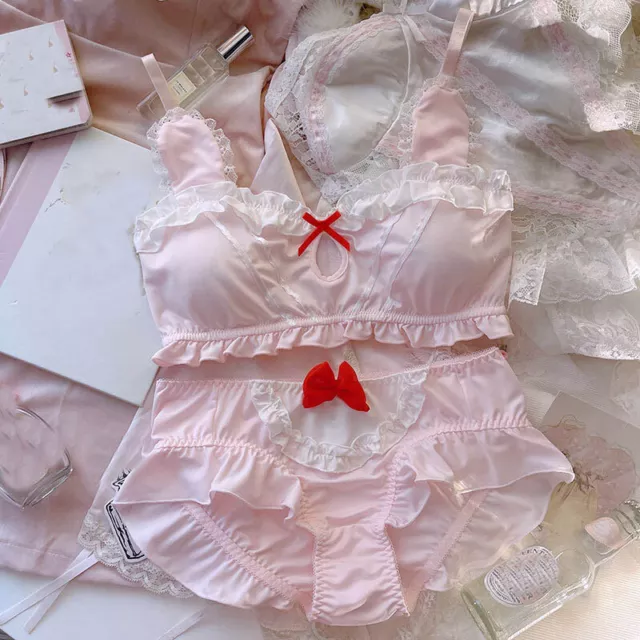 JAPANESE KAWAII GIRLS Bow Bra Sets Lolita Underwear Panties Briefs