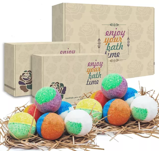 12 Organic & Natural Bath Bombs Handmade Bubble Bath Gift Set