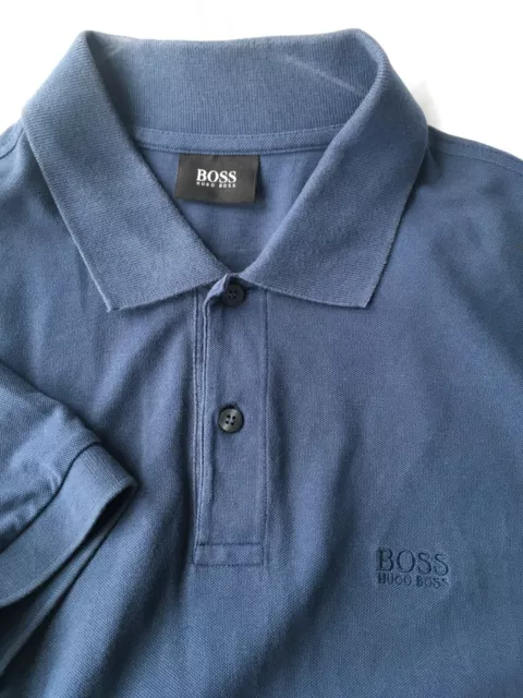 Hugo Boss Mens  Xl Large 42-44 Top Designer Blue Polo T Shirt