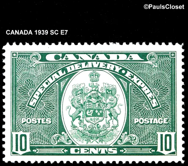 Canada 1939 Sc E7 Special Delivery 10¢ Dark Green Mnh Og Very Fine