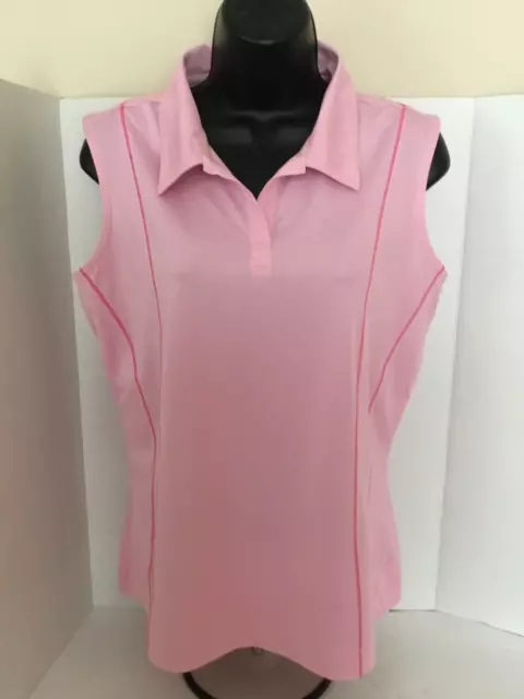 Nike Polo Shirt Womens Large Pink Golf Performance Sleeveless Fit Dry