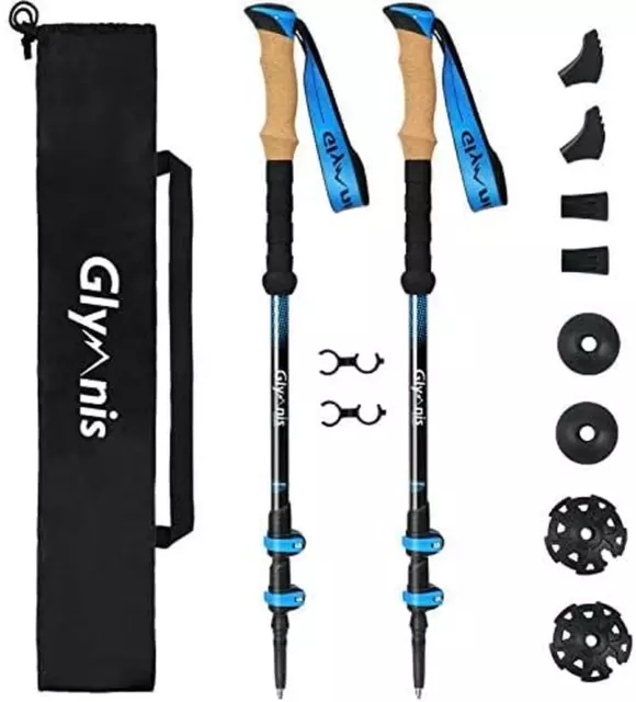 Bastoni Trekking Bastoncini Da Trekking 3 Sezioni Lunghezza Regolabile 65-135Cm