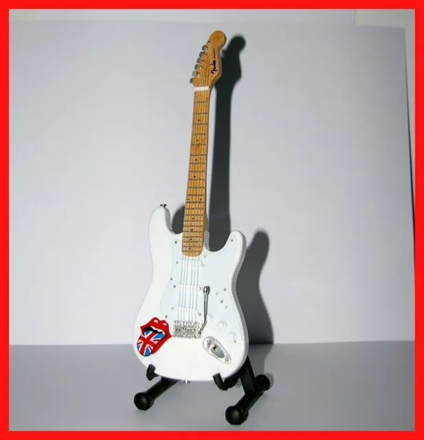 Guitare miniature style Fender stratocaster blanche - Rolling stones