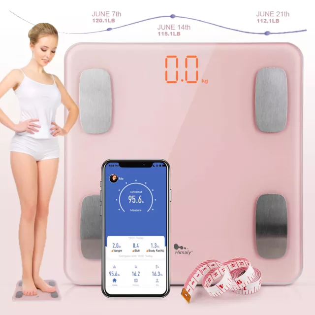 Körperwaage Personenwaage Fitnesswaage Gewicht Waage BMI Analyse 180kg Bluetooth