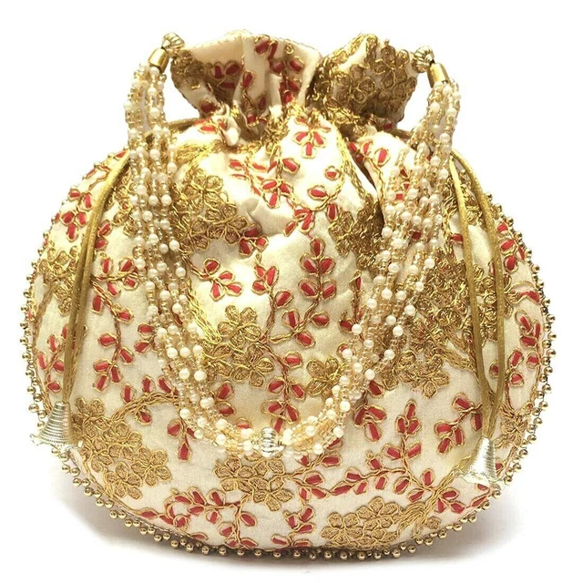 Hecho a Mano Tradicional Étnico Embrague Seda Potli Batwa Bolsa Para Mujer Niña