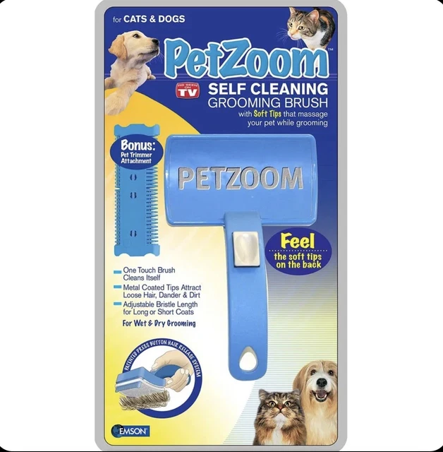 PetZoom Pet Dog Cat Grooming Self Cleaning Brush Comb Hair Fur Shedding Tool US