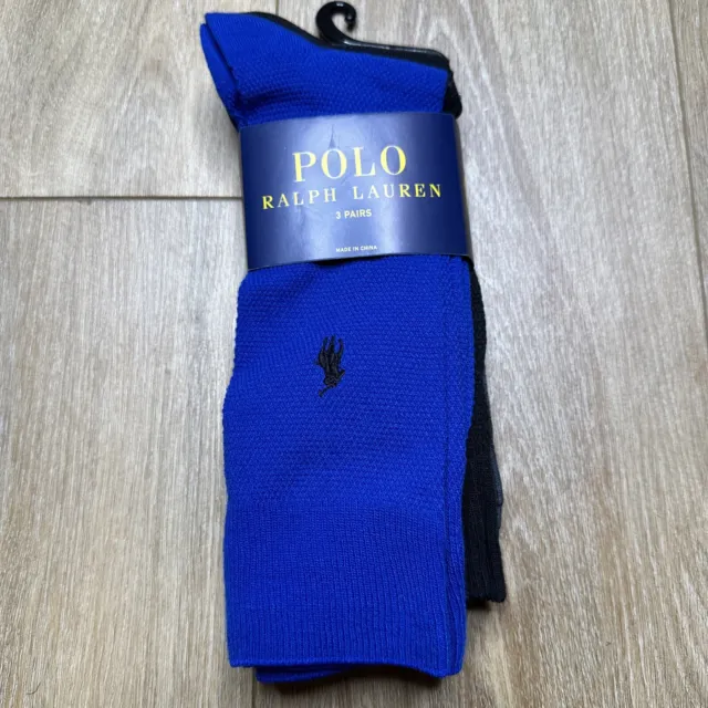 Polo Ralph Lauren Men's 3-Pair Dress/Casual Socks   Royal/Black/Gray
