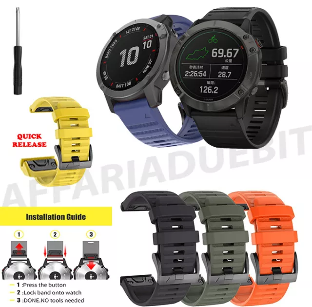 Cinturino Garmin Fenix 6 6 Pro 7 in silicone 5 plus solar 945 935 S62