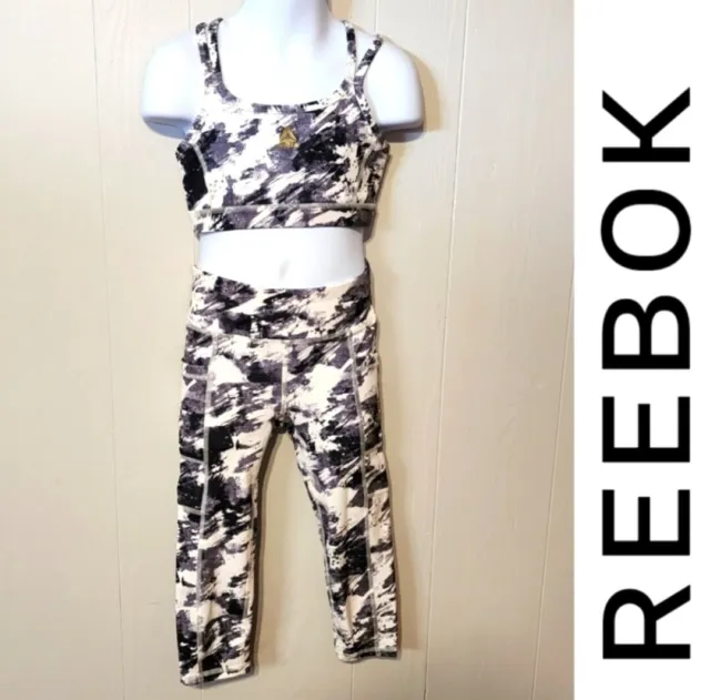 Reebok Black White Workout Dance Athletic XS Size 4 - 5 2 Piece Outfit A33