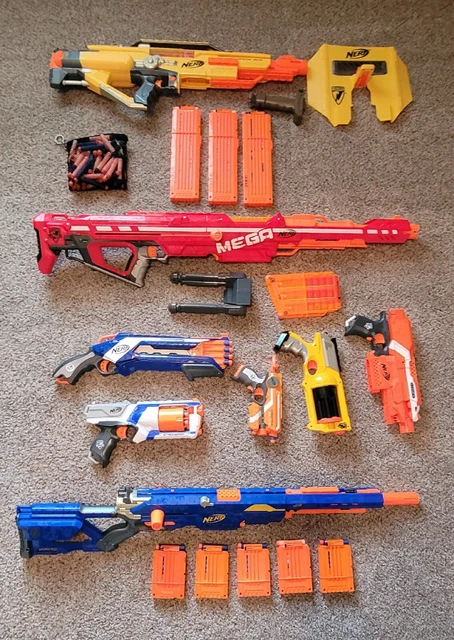 NERF Gun Lot Used Collection Guns Blasters Magazines Scopes Targets All Tested