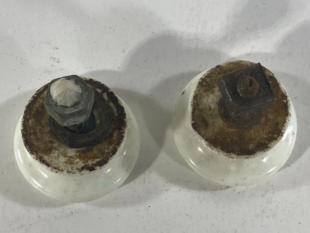 2 boutons de commode en porcelaine blanche vintage porte d'armoire matériel 1,5" jour tirage de tiroir 3