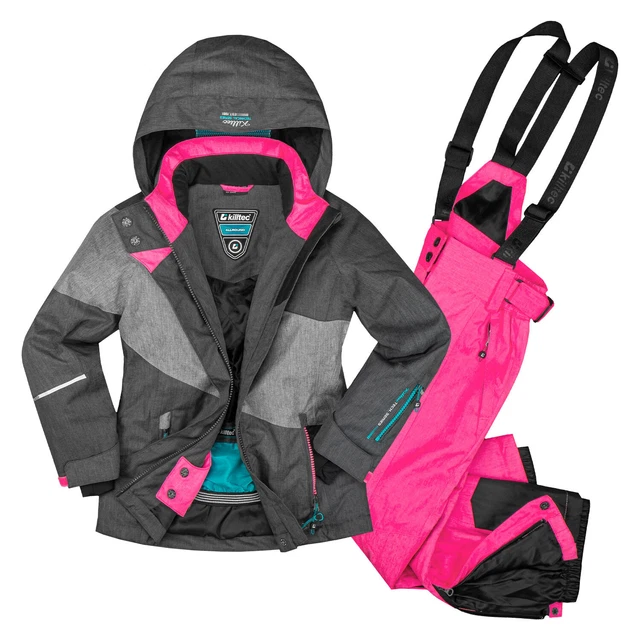 Killtec Kinder Skianzug Gr. 176 Mädchen Anthrazit Grau Pink Skijacke + Skihose