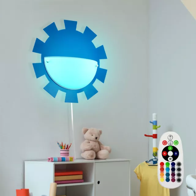Lampada per Bambini Luce Spielzimmerlampe da Parete Telecomando Blu RGB LED