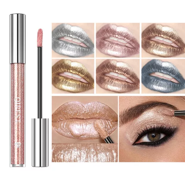 Glitter Shiny Lipstick Liquid Metallic Lip Gloss Glaze Long Lasting Eyeshadow  ✯