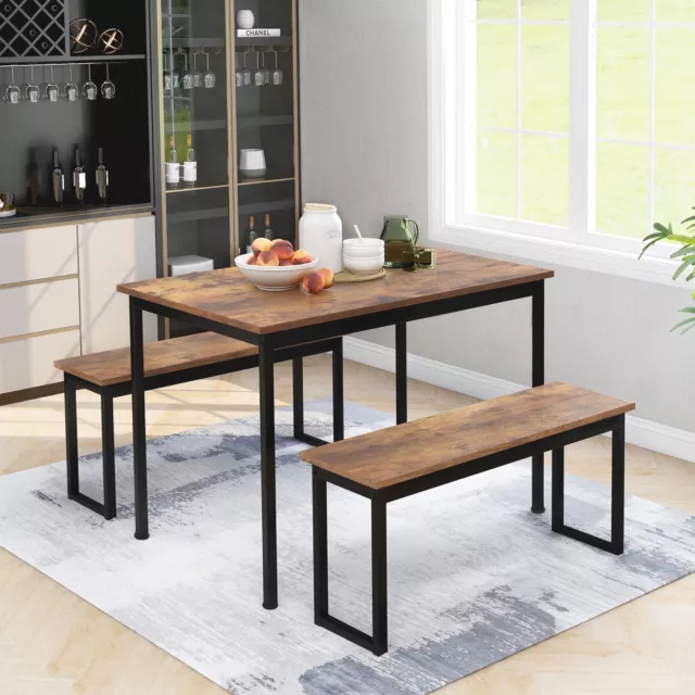 Dining Table and Bench Set Breakfast Bar Kitchen Dining Furniture Space Saving