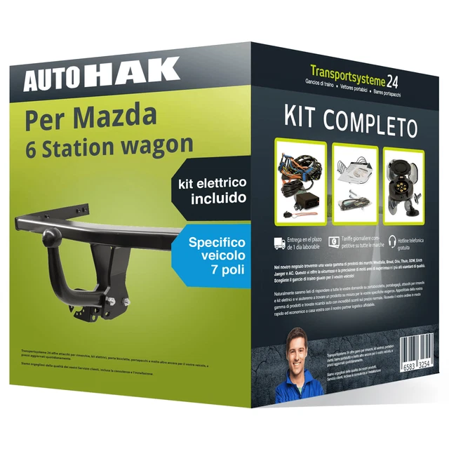 STEINHOF Gancio Di Traino Fisso Per Mazda 6 GG Liftback (01.2003-01.2008) Con Kit Elettrico 7 Poli
