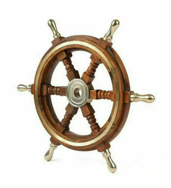 Wooden Ship Wheel-Nautical Home Wall Decor-18" Captain Boat Ship Steering Wheel