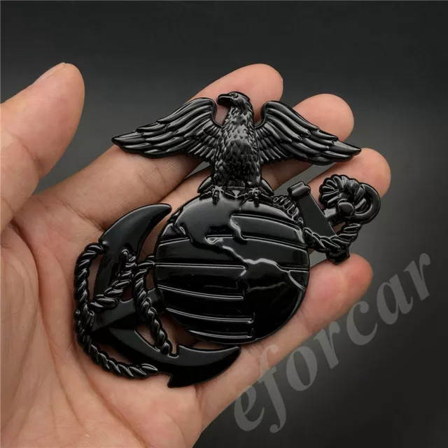 Black Metal US Marine Corps USMC Eagle Globe Anchor Car Emblem Badge Sticker