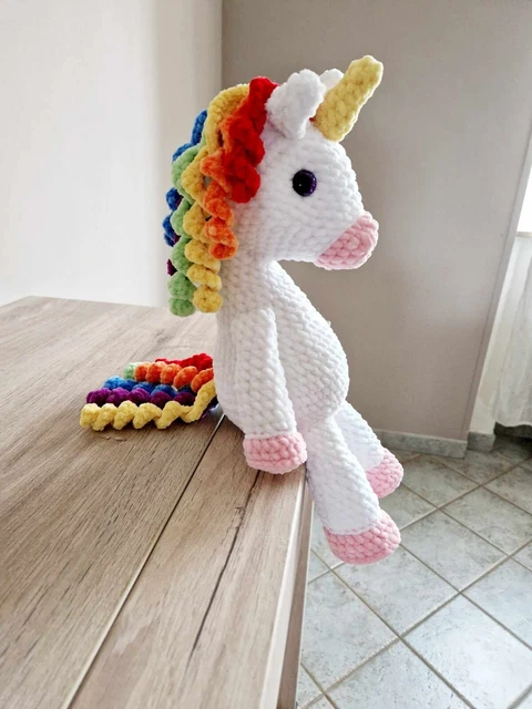GRANDE LICORNE PELUCHE au crochet, amigurumi fait main 40xm EUR 69