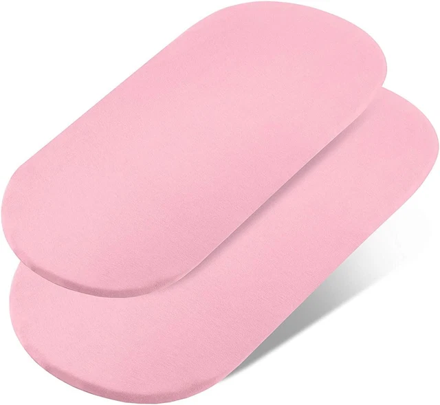 2 x rosa Moses Korb Passformblätter Set - 100 % Jersey Baumwolle Stubenwagen Größe einfach