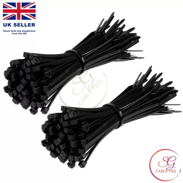 Various Size Black Cable Ties Nylon Plastic Zip Tie Wraps Short Long Each Size