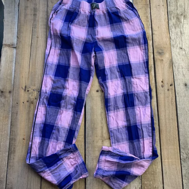 Victorias Segreto Blu Viola Plaid Lounge Pantaloni Donna MISURA XS