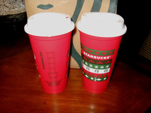 Starbucks 2020 & 2019 Holiday Christmas Merry Coffee Hot Reusable Cups Red