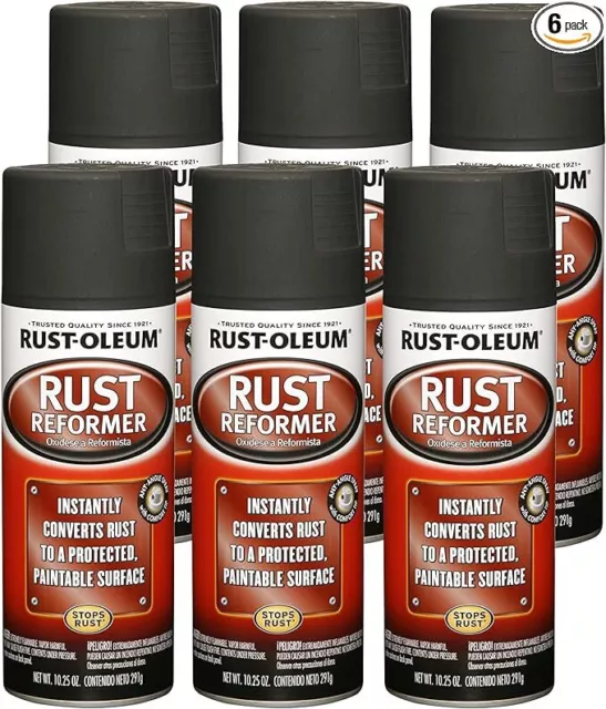 (SHIP FROM USA) Rust Reformer Spray, 10.25 oz, Black, 6 Pack
