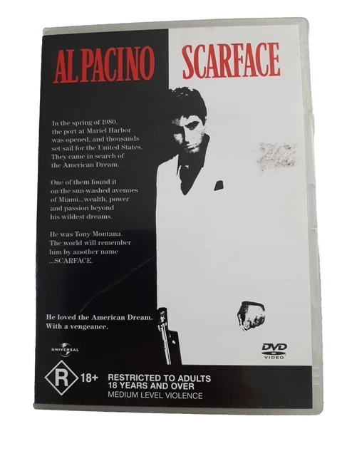 Scarface DVD Region 4 R18+ AL Pacino Michelle Pfeiffer Preowned Epic Crime Movie